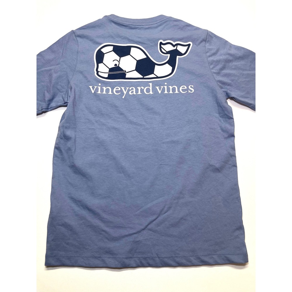 Vineyard Vines Boys Blue Soccer Whale Pocket T-Shirt S 8-10 3V015157 0460